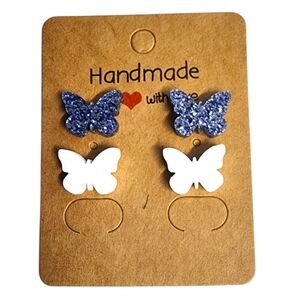 Blue Frostflutter Acrylic Stud Earrings - 2 Pair